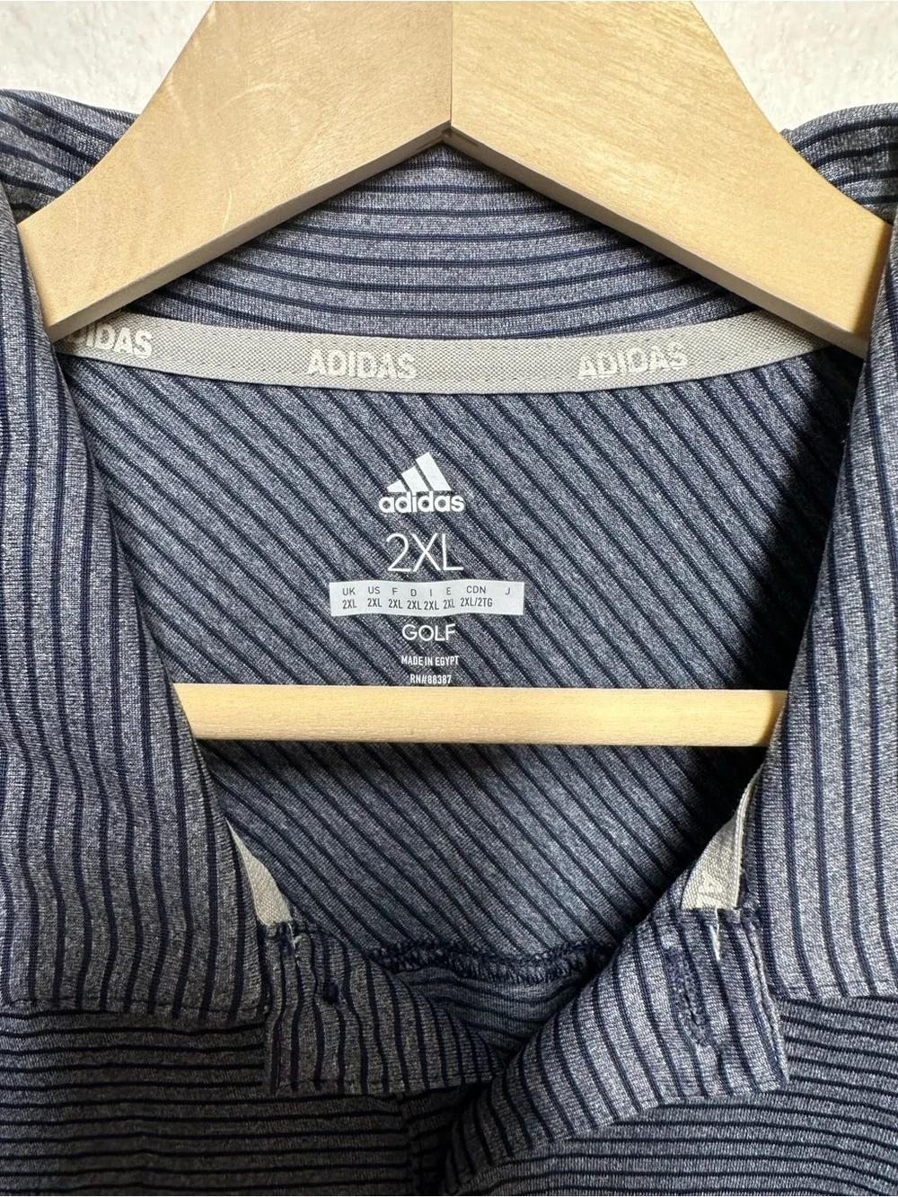 Adidas Golf Polo 2XL • Gray Stripe • Performance Climalite Shirt